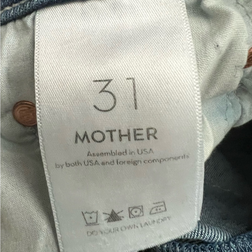 MOTHER Blue Distressed Flare Jeans - Picture 4 of 7